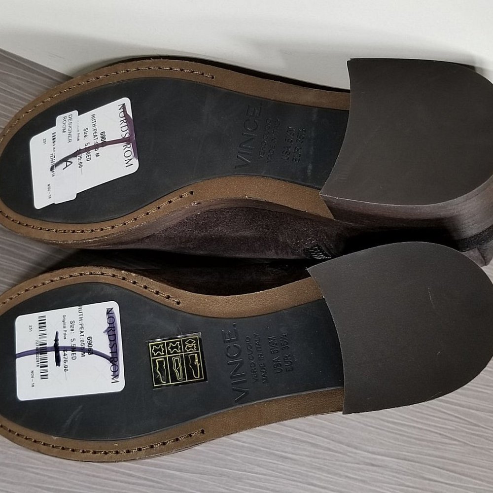 Vince 'Ruth' Block Heel Bootie, Peat (Brown) Suede, Womens Size 5.5 / 35.5 - Picture 9 of 9